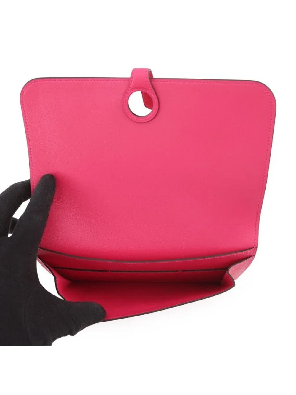 Hermes Wallet Dogon GM Duo Rose Mexico Lacca Silver Togo